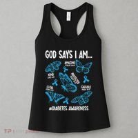 God Says I Am Diabetes Awareness Butterfly Christian Women's Tank Top thumb 3
