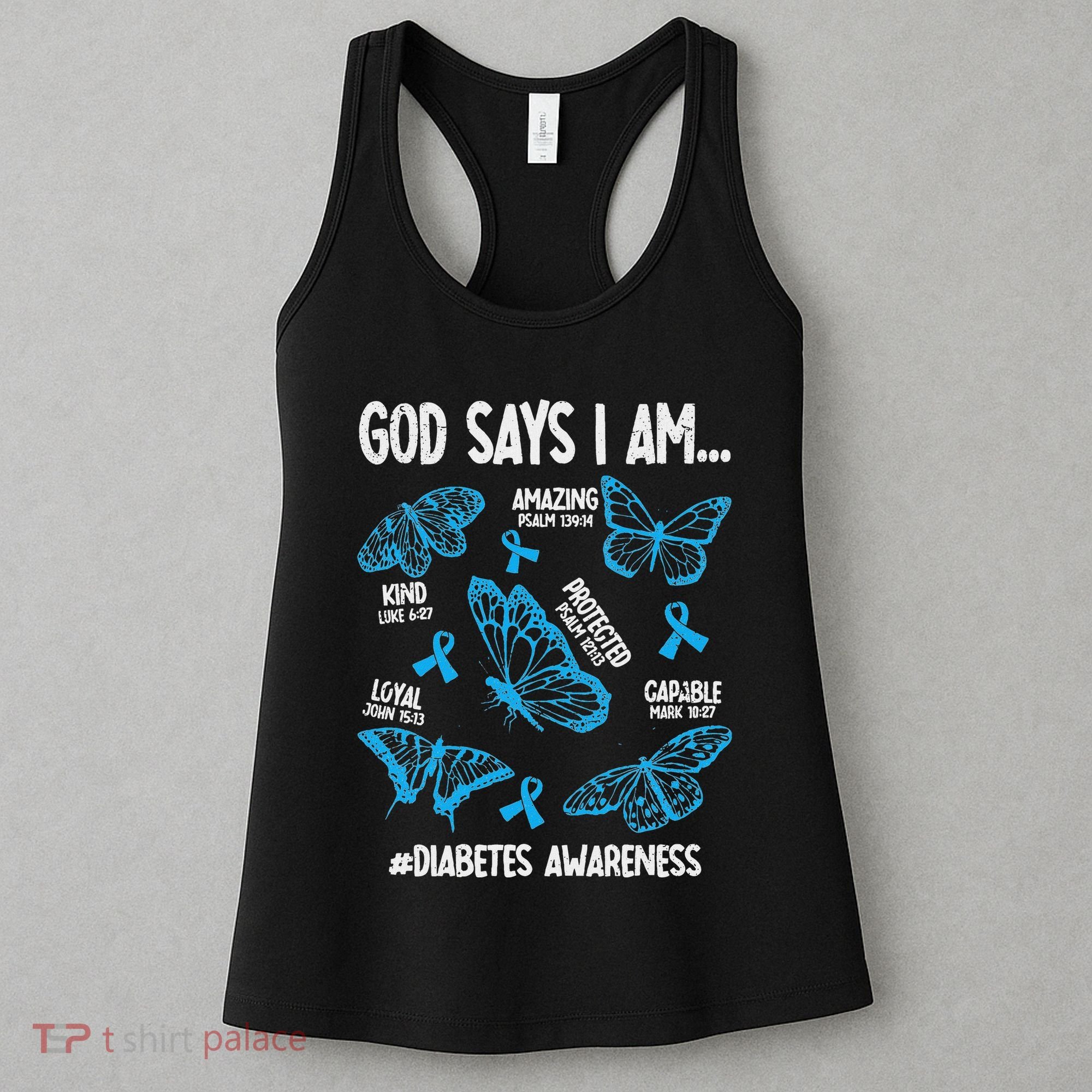 God Says I Am Diabetes Awareness Butterfly Christian Women's Tank Top