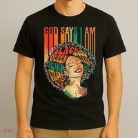 God Says I Am Afro African American Black  History T-Shirt thumb 3