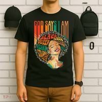 God Says I Am Afro African American Black  History T-Shirt thumb 6