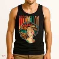 God Says I Am Afro African American Black  History Tank Top thumb 3