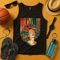 God Says I Am Afro African American Black  History Tank Top thumb 4