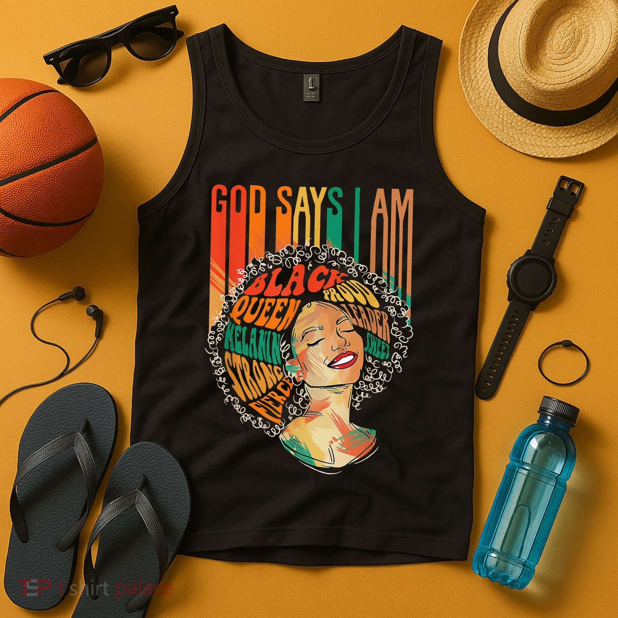 God Says I Am Afro African American Black  History Tank Top