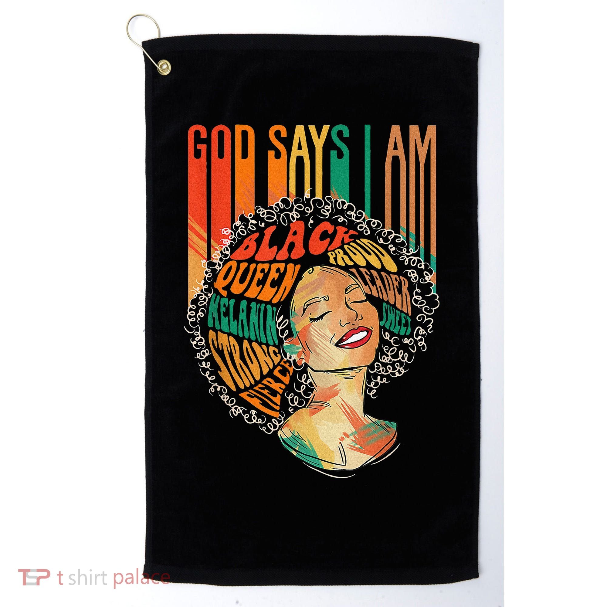 God Says I Am Afro African American Black  History Golf Towel