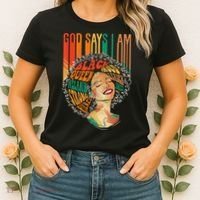 God Says I Am Afro African American Black  History Women's T-Shirt thumb 2