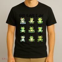 God Says I Am Christian Frog Love Funny Religious Jesus T-Shirt thumb 3