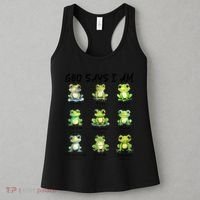 God Says I Am Christian Frog Love Funny Religious Jesus Women's Tank Top thumb 3