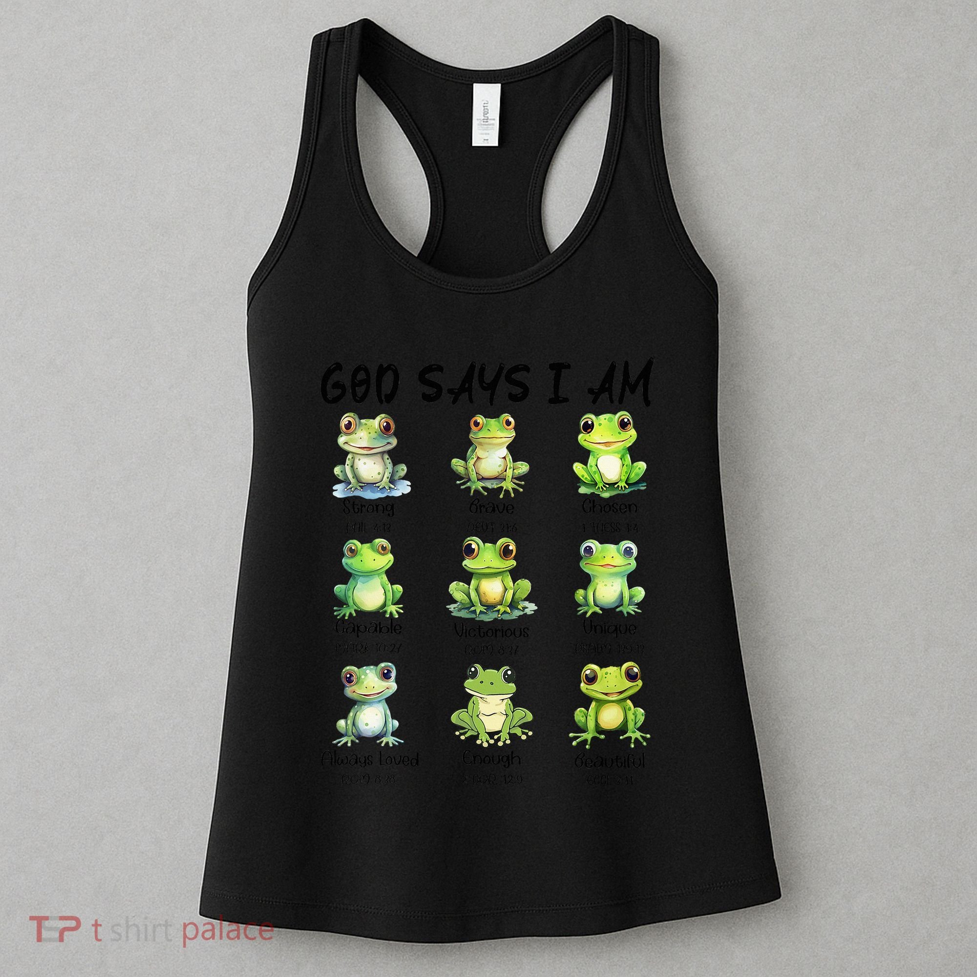 God Says I Am Christian Frog Love Funny Religious Jesus Women's Tank Top