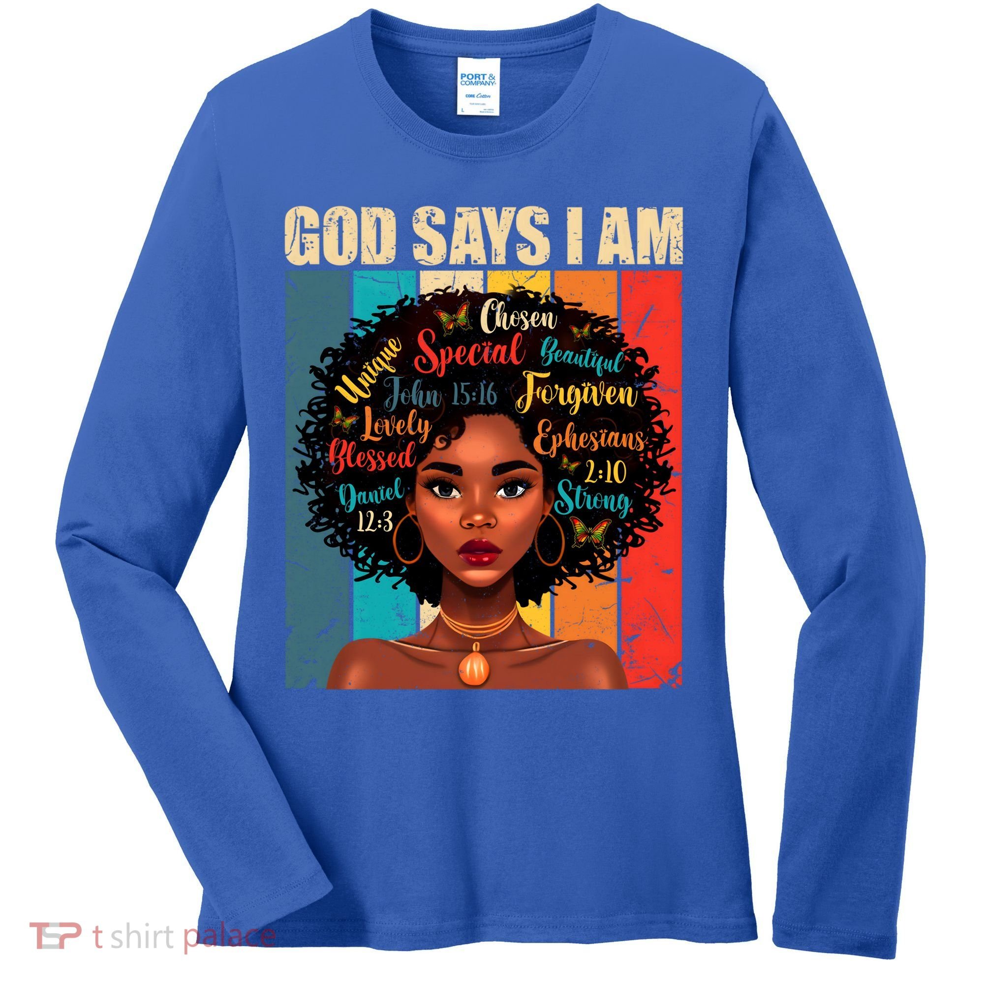God Says I Am Black History Month Juneteenth African America Cute Gift Women's Long Sleeve Shirt