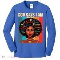 God Says I Am Black History Month Juneteenth African America Cute Gift Kids Long Sleeve Shirt thumb 0