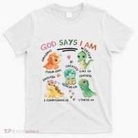 God Says I Am Cute Dinosaur Lovers Bible Christian Kids Boy T-Shirt thumb 0