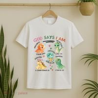 God Says I Am Cute Dinosaur Lovers Bible Christian Kids Boy T-Shirt thumb 2