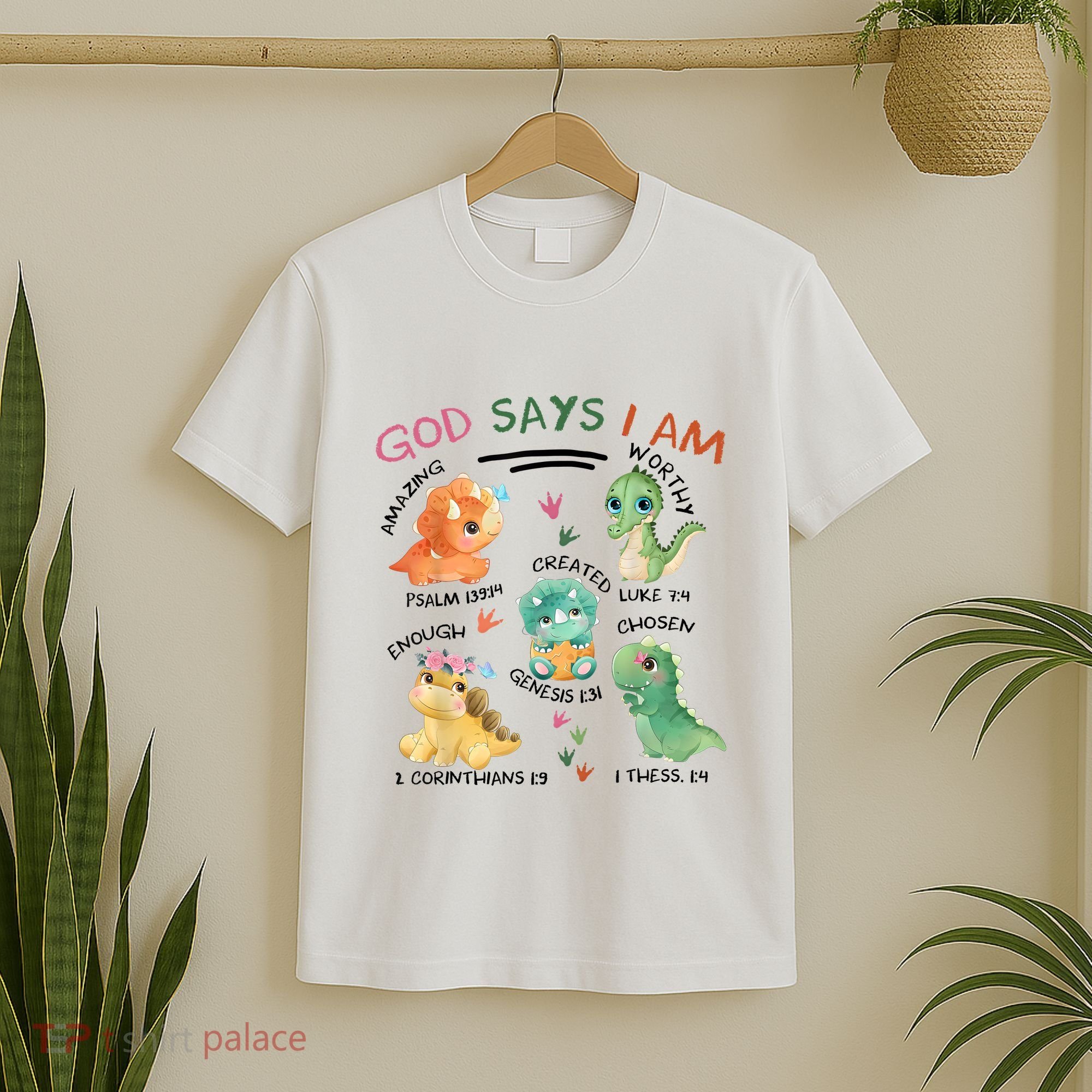 God Says I Am Cute Dinosaur Lovers Bible Christian Kids Boy T-Shirt