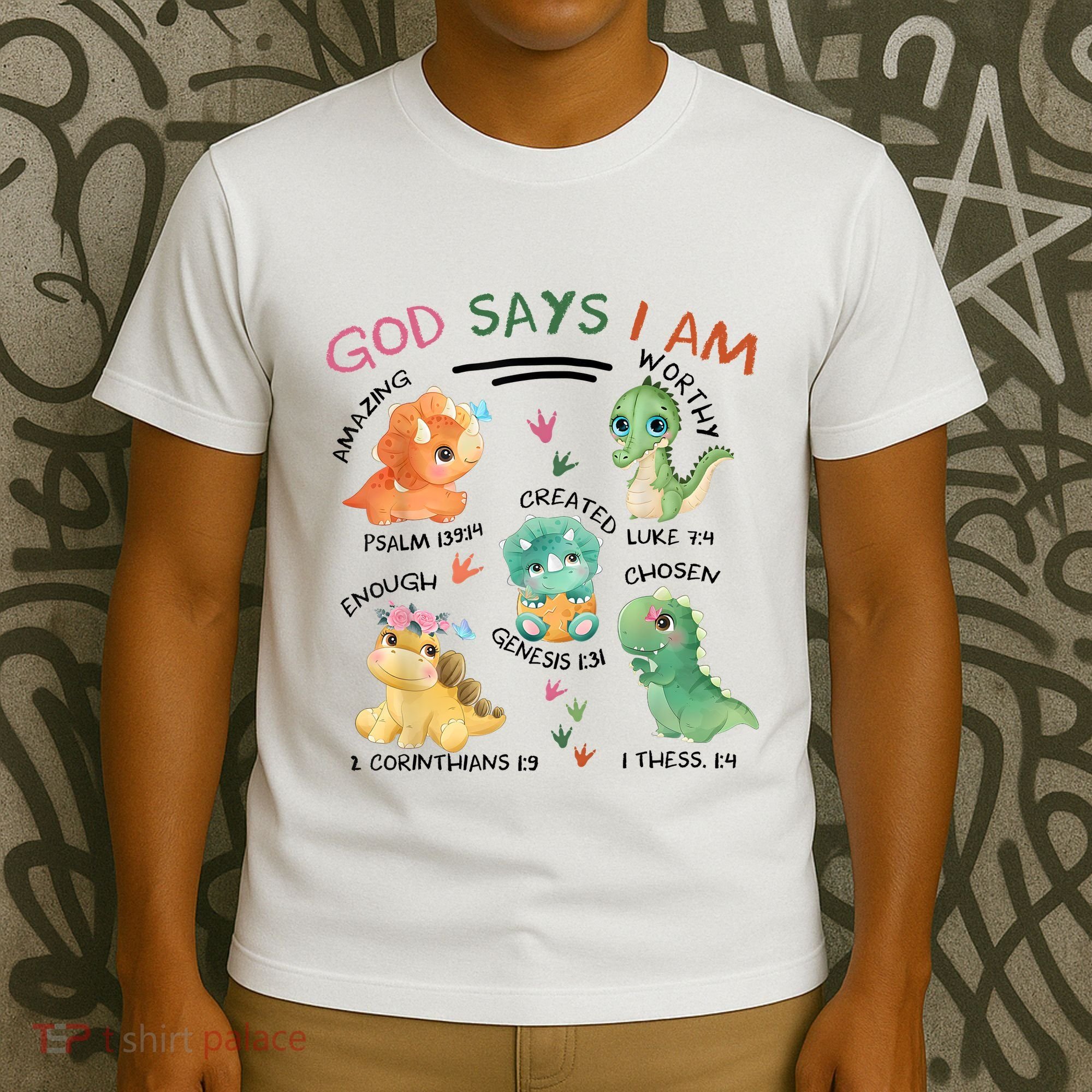 God Says I Am Cute Dinosaur Lovers Bible Christian Kids Boy T-Shirt