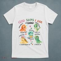 God Says I Am Cute Dinosaur Lovers Bible Christian Kids Boy T-Shirt thumb 5