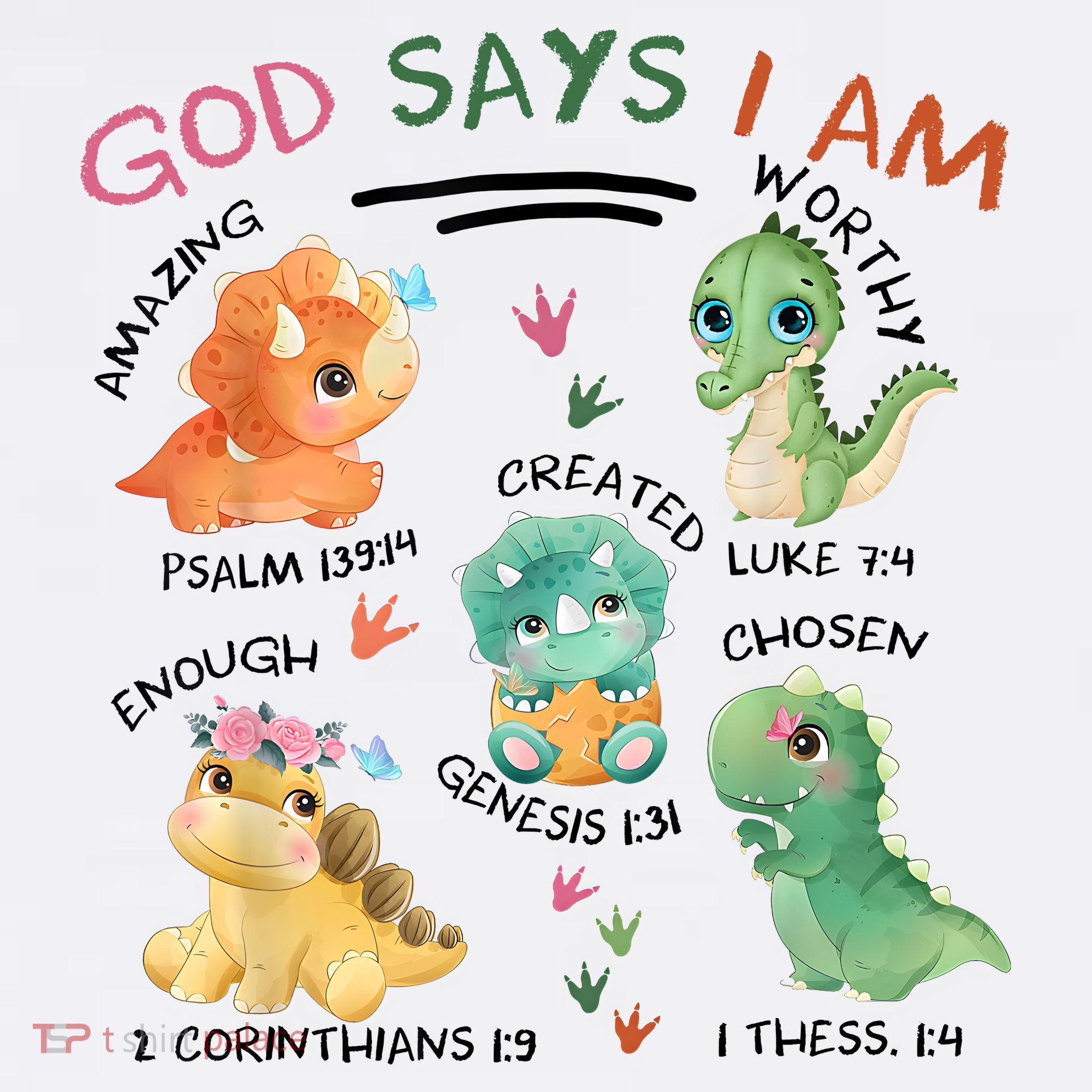 God Says I Am Cute Dinosaur Lovers Bible Christian Kids Boy T-Shirt
