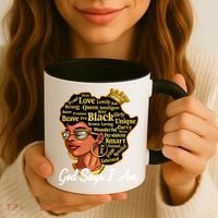God Says I Am Black History Proud Black Afro Juneteenth Cool Gift Coffee Mug thumb 3