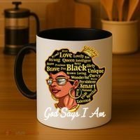God Says I Am Black History Proud Black Afro Juneteenth Cool Gift Coffee Mug thumb 4