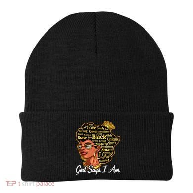 God Says I Am Black History Proud Black Afro Juneteenth Cool Gift Beanie