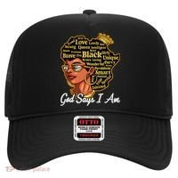 God Says I Am Black History Proud Black Afro Juneteenth Cool Gift Hat thumb 0