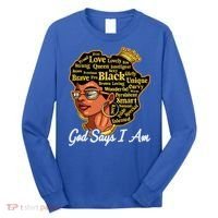 God Says I Am Black History Proud Black Afro Juneteenth Cool Gift Long Sleeve Shirt thumb 0