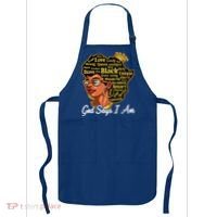 God Says I Am Black History Proud Black Afro Juneteenth Cool Gift Apron thumb 0