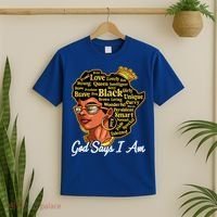 God Says I Am Black History Proud Black Afro Juneteenth Cool Gift T-Shirt thumb 2