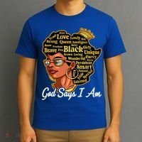 God Says I Am Black History Proud Black Afro Juneteenth Cool Gift T-Shirt thumb 3