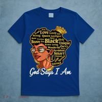 God Says I Am Black History Proud Black Afro Juneteenth Cool Gift T-Shirt thumb 5