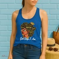 God Says I Am Black History Proud Black Afro Juneteenth Cool Gift Women's Tank Top thumb 2