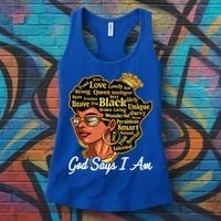God Says I Am Black History Proud Black Afro Juneteenth Cool Gift Women's Tank Top thumb 3