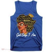 God Says I Am Black History Proud Black Afro Juneteenth Cool Gift Tank Top thumb 0