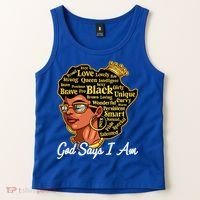 God Says I Am Black History Proud Black Afro Juneteenth Cool Gift Tank Top thumb 2