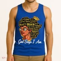 God Says I Am Black History Proud Black Afro Juneteenth Cool Gift Tank Top thumb 3