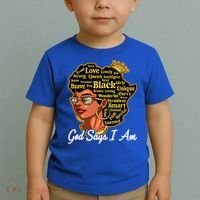 God Says I Am Black History Proud Black Afro Juneteenth Cool Gift Toddler T-Shirt thumb 2