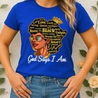 God Says I Am Black History Proud Black Afro Juneteenth Cool Gift Women's T-Shirt thumb 2