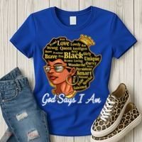 God Says I Am Black History Proud Black Afro Juneteenth Cool Gift Women's T-Shirt thumb 3