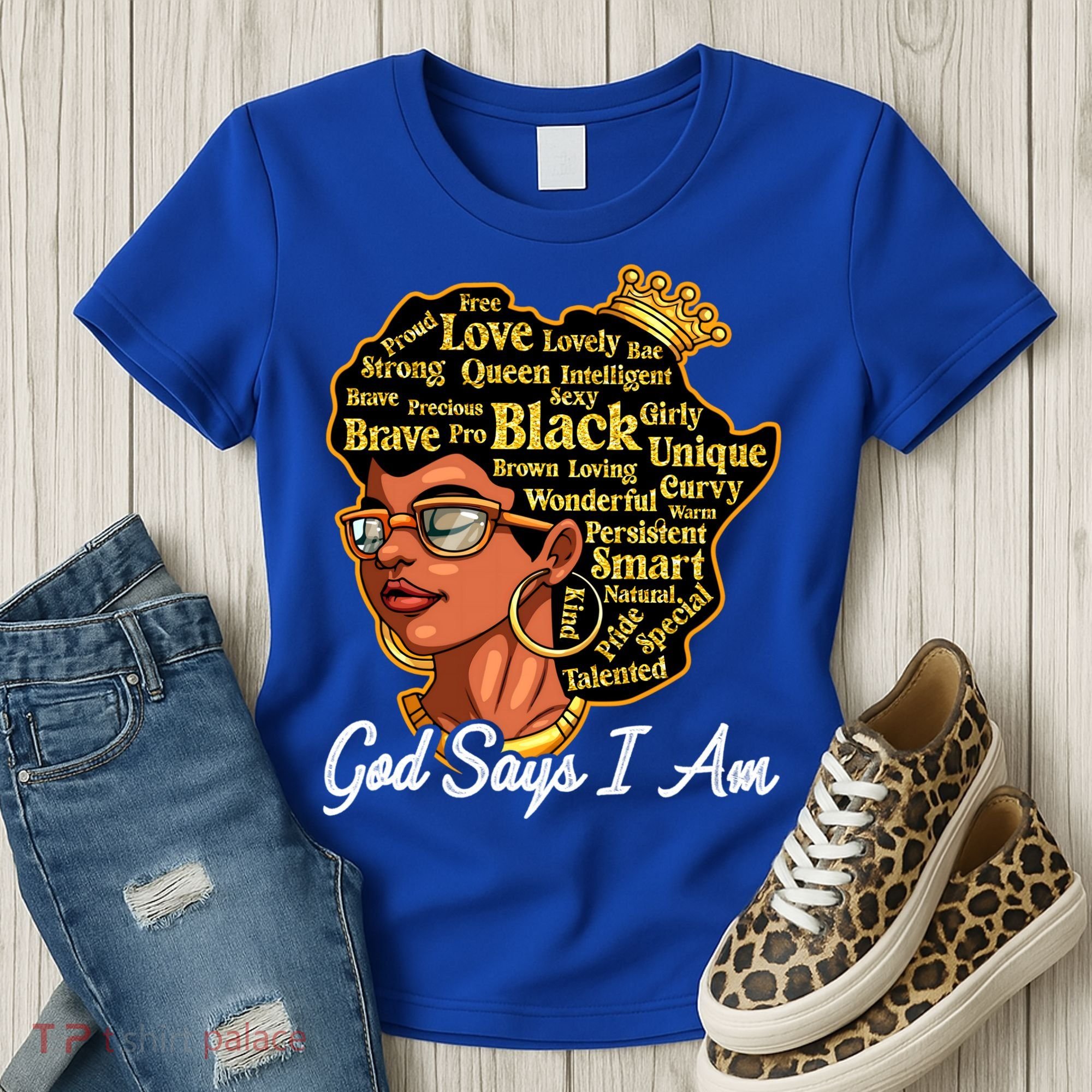 God Says I Am Black History Proud Black Afro Juneteenth Cool Gift Women's T-Shirt