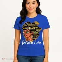 God Says I Am Black History Proud Black Afro Juneteenth Cool Gift Women's T-Shirt thumb 4