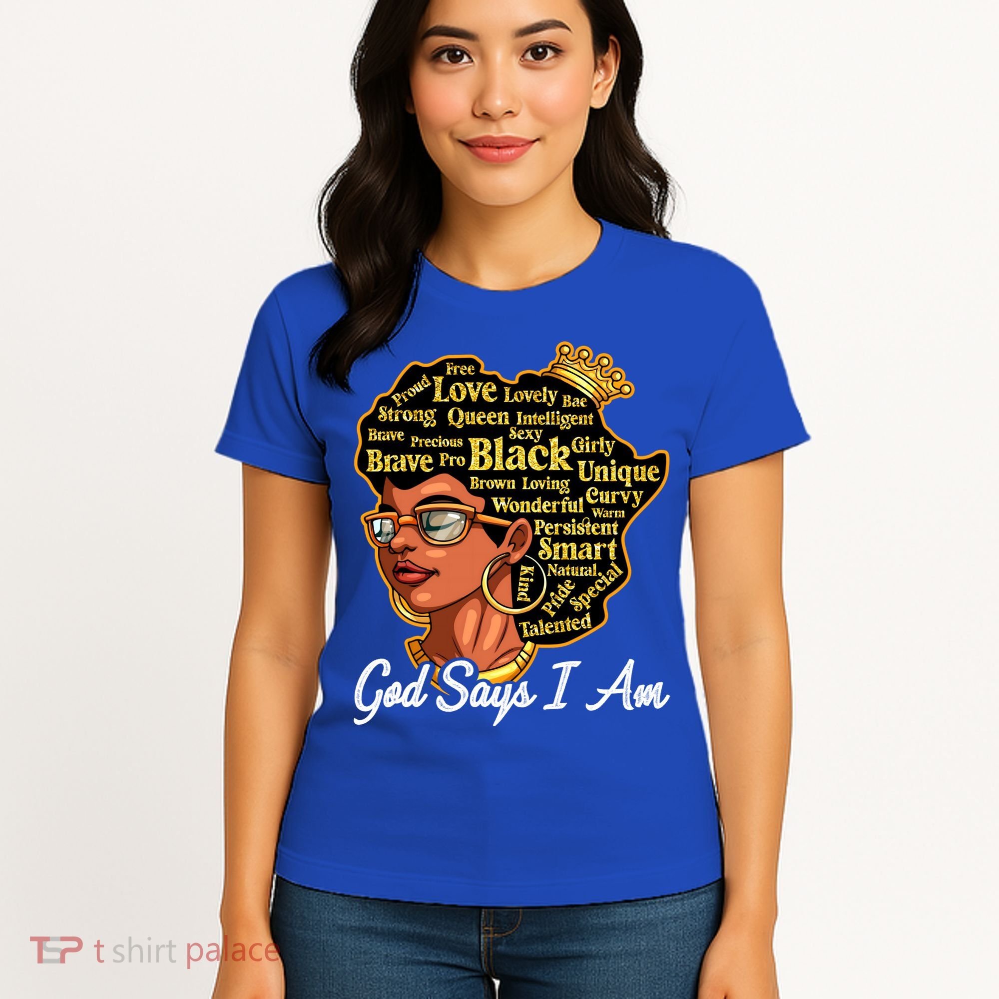 God Says I Am Black History Proud Black Afro Juneteenth Cool Gift Women's T-Shirt
