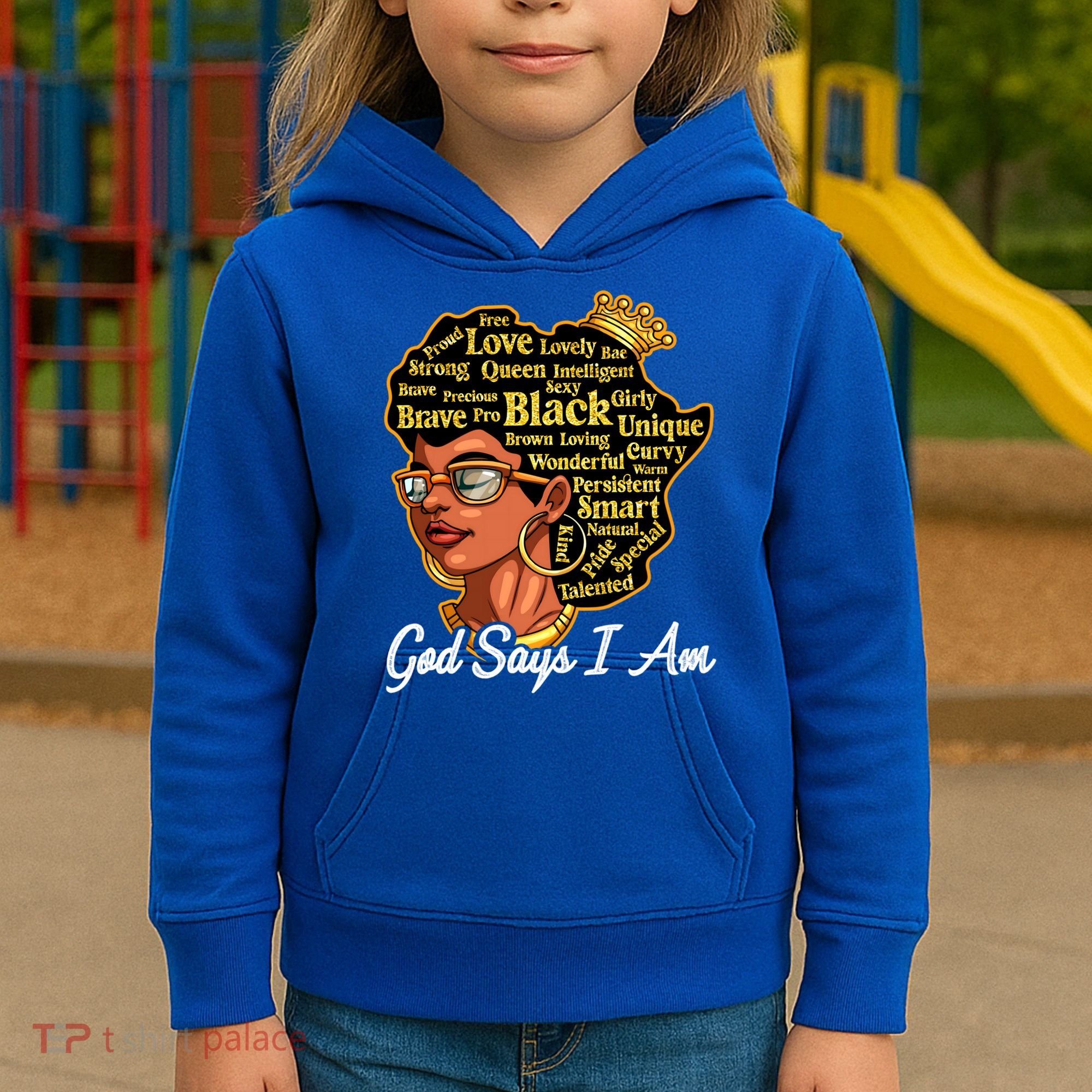 God Says I Am Black History Proud Black Afro Juneteenth Cool Gift Kids Hoodie