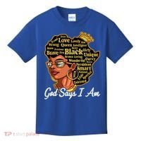 God Says I Am Black History Proud Black Afro Juneteenth Cool Gift Kids T-Shirt thumb 0