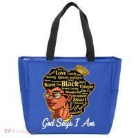 God Says I Am Black History Proud Black Afro Juneteenth Cool Gift Tote Bag thumb 0