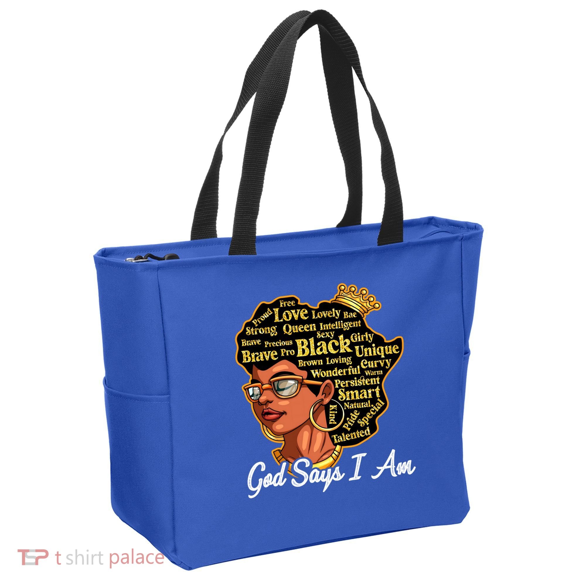 God Says I Am Black History Proud Black Afro Juneteenth Cool Gift Tote Bag