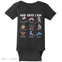 God Says I Am Funny July 4th Bible Verse Christian Baby Bodysuit thumb 0