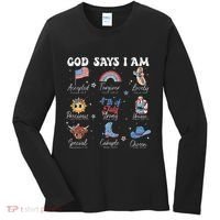 God Says I Am Funny July 4th Bible Verse Christian Women's Long Sleeve Shirt thumb 0