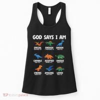 God Says I Am Dinosaur Lover Christian Women's Tank Top thumb 0