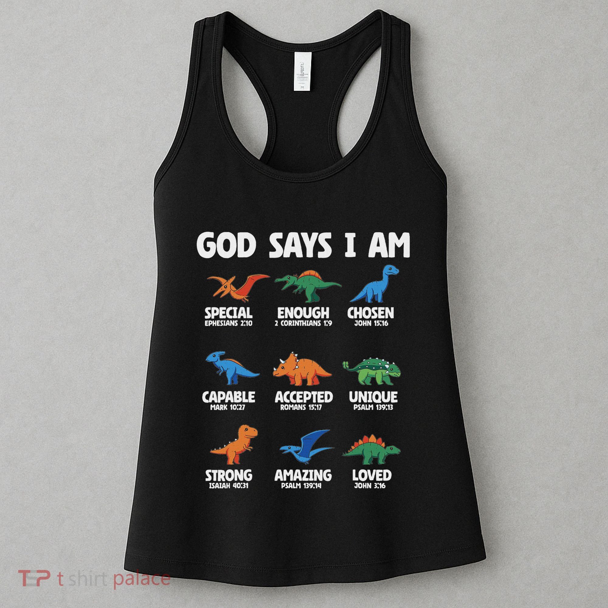 God Says I Am Dinosaur Lover Christian Women's Tank Top
