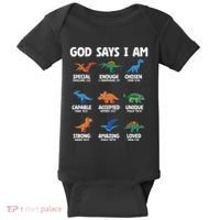 God Says I Am Dinosaur Lover Christian Baby Bodysuit thumb 0