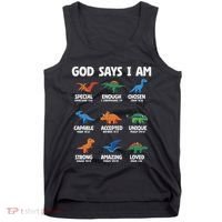 God Says I Am Dinosaur Lover Christian Tank Top thumb 0